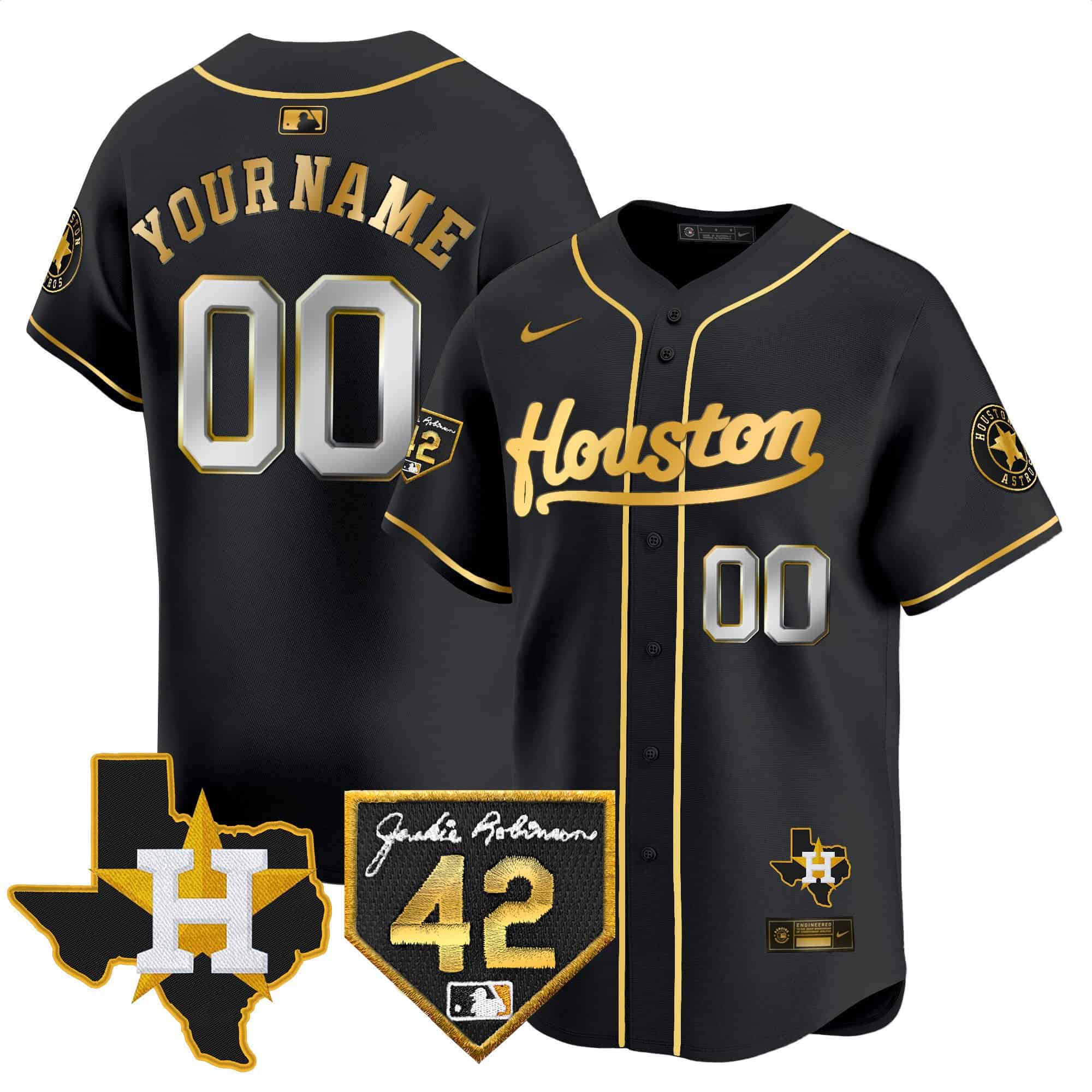 Houston Astros 2024 Jackie Robinson Patch Vapor Premier Limited Custom Jersey