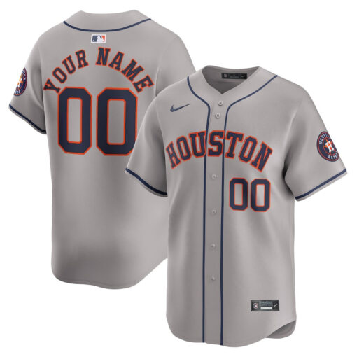 Houston Astros Away Limited Custom Men Jersey - Gray