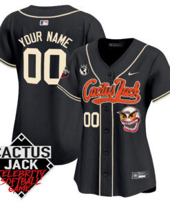 Houston Astros Cactus Jack Celebrity Softball Game Patch Custom Women Jersey - Black