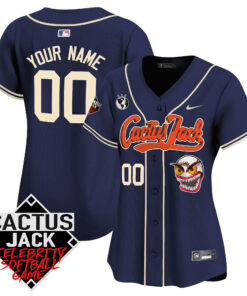 Houston Astros Cactus Jack Celebrity Softball Game Patch Custom Women Jersey - Navy