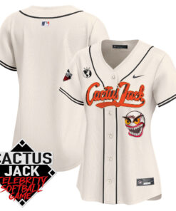 Houston Astros Cactus Jack Celebrity Softball Game Patch Women Jersey - Cream