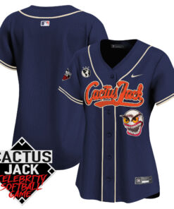 Houston Astros Cactus Jack Celebrity Softball Game Patch Women Jersey - Navy