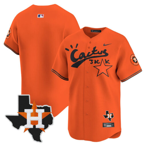 Houston Astros Cactus Jack Houston Patch Orange Limited Jersey - Men