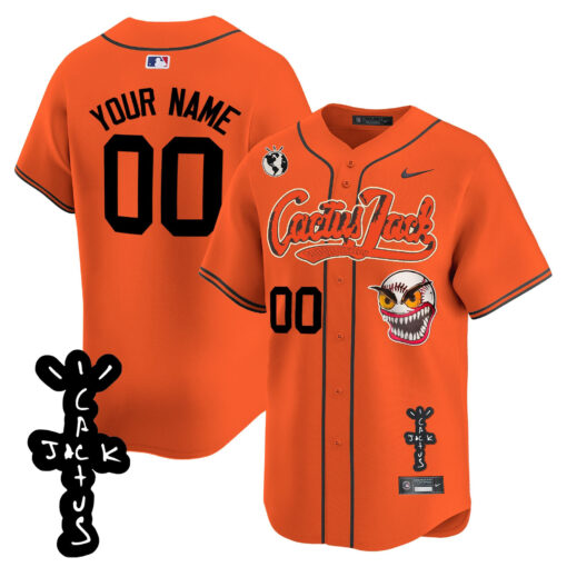 Houston Astros Cactus Jack Patch V2 Custom Men Jersey - Orange
