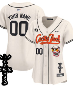 Houston Astros Cactus Jack Patch V2 Custom Women Jersey - Cream