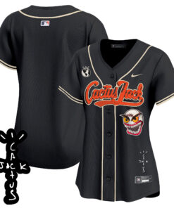 Houston Astros Cactus Jack Patch V2 Women Jersey - Black
