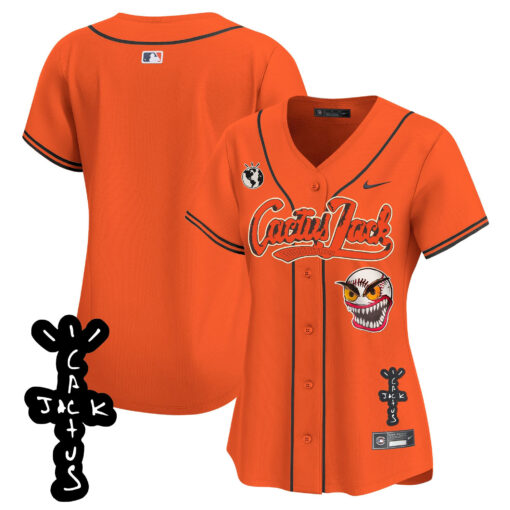 Houston Astros Cactus Jack Patch V2 Women Jersey - Orange