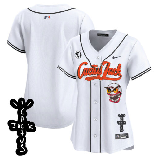 Houston Astros Cactus Jack Patch V2 Women Jersey - White