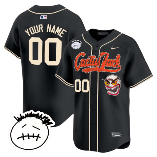 Houston Astros Cactus Jack Patch V3 Custom Men Jersey - Black
