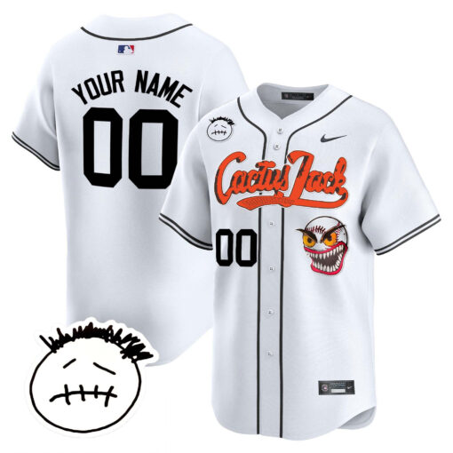 Houston Astros Cactus Jack Patch V3 Custom Men Jersey - White