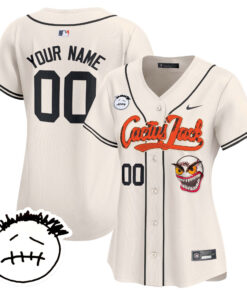 Houston Astros Cactus Jack Patch V3 Custom Women Jersey - Cream