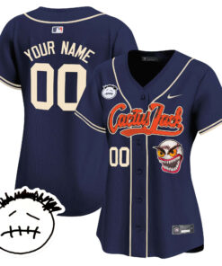 Houston Astros Cactus Jack Patch V3 Custom Women Jersey - Navy