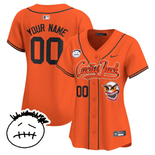Houston Astros Cactus Jack Patch V3 Custom Women Jersey - Orange