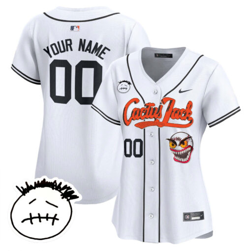 Houston Astros Cactus Jack Patch V3 Custom Women Jersey - White
