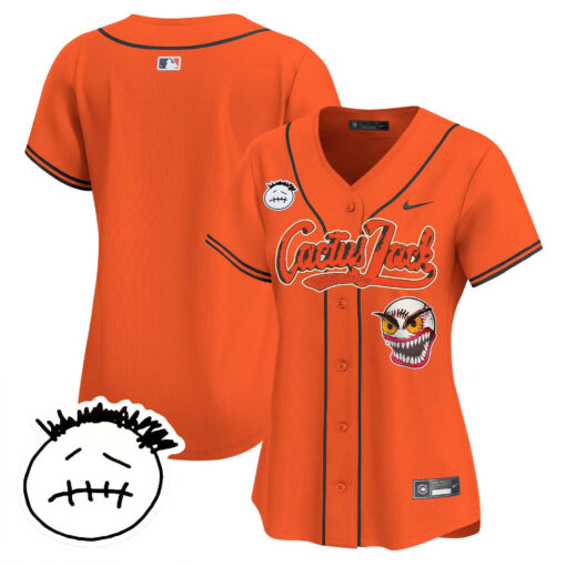 Houston Astros Cactus Jack Patch V3 Women Jersey - Orange