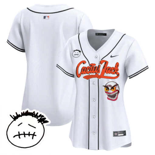 Houston Astros Cactus Jack Patch V3 Women Jersey - White