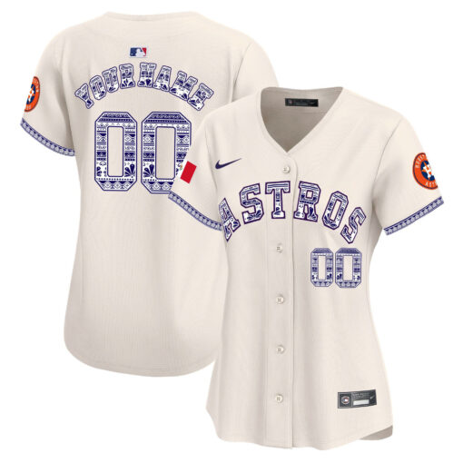 Houston Astros Mexico Custom Women Jersey - Cream