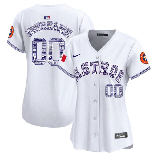 Houston Astros Mexico Custom Women Jersey - White