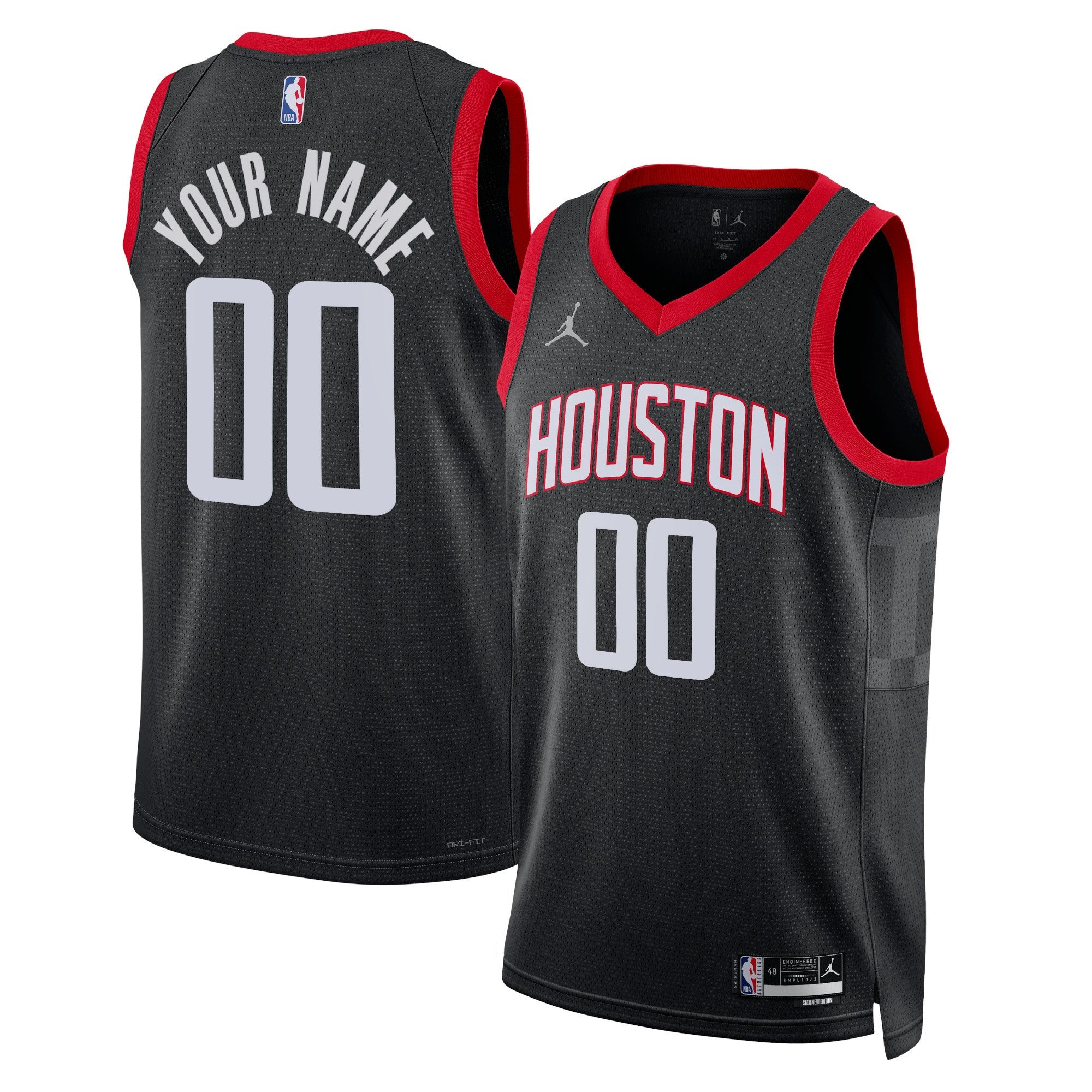 Houston Rockets Unisex 2024/25 Swingman Custom Jersey - Statement Edition - Black - JS569
