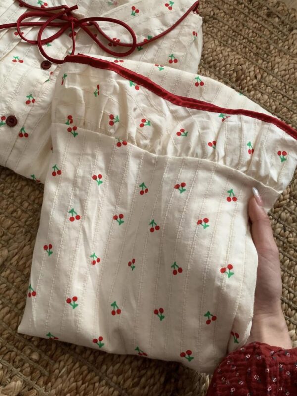 Cherry Cotton Loungewear / Cotton Pajama Set / Lovely Pajamas / Summer Pajamas / Gift for her / Gift for women / Gift for mom - Image 6