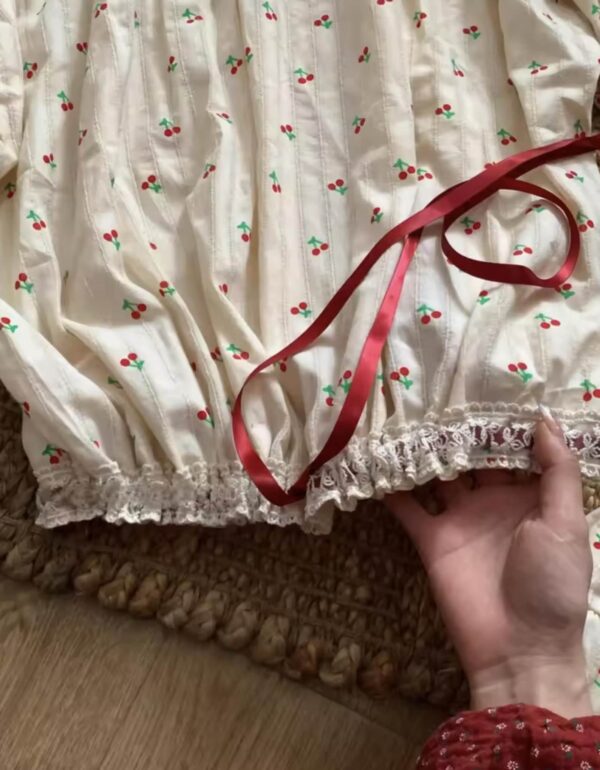 Cherry Cotton Loungewear / Cotton Pajama Set / Lovely Pajamas / Summer Pajamas / Gift for her / Gift for women / Gift for mom - Image 4