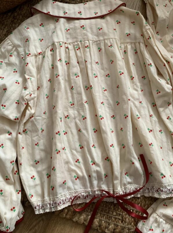 Cherry Cotton Loungewear / Cotton Pajama Set / Lovely Pajamas / Summer Pajamas / Gift for her / Gift for women / Gift for mom - Image 3