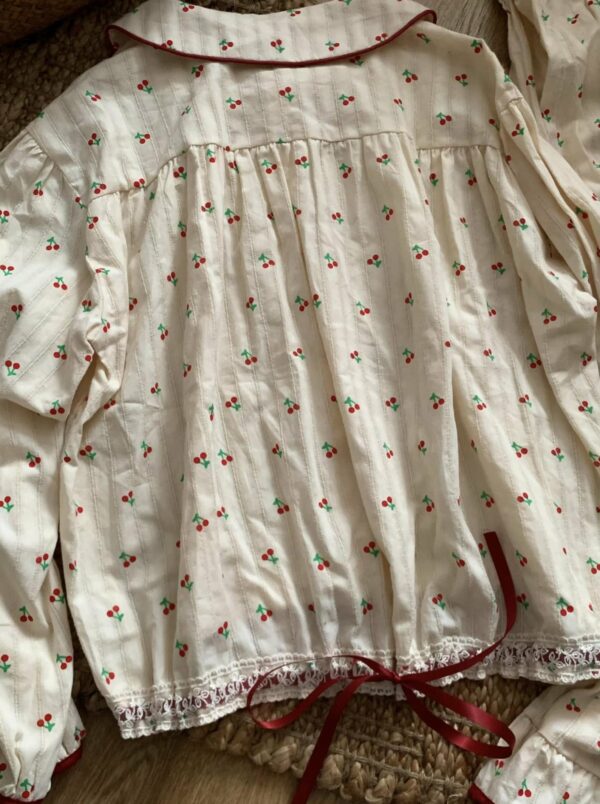 Cherry Cotton Loungewear / Cotton Pajama Set / Lovely Pajamas / Summer Pajamas / Gift for her / Gift for women / Gift for mom - Image 3