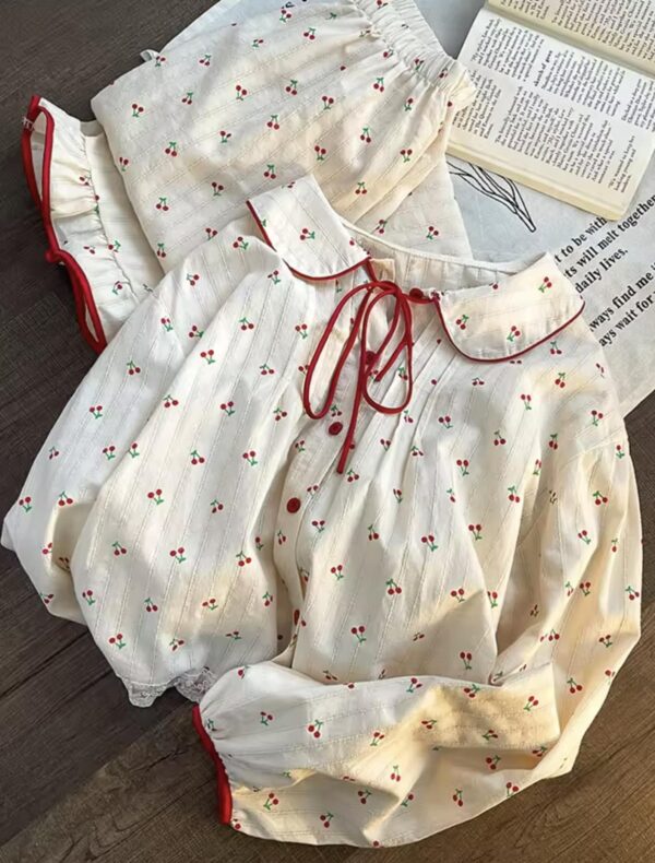 Cherry Cotton Loungewear / Cotton Pajama Set / Lovely Pajamas / Summer Pajamas / Gift for her / Gift for women / Gift for mom