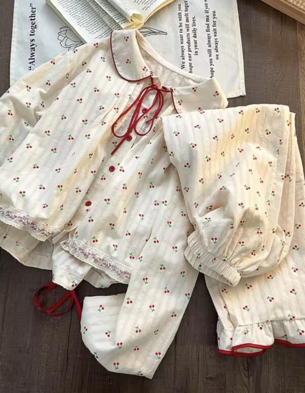 Cherry Cotton Loungewear / Cotton Pajama Set / Lovely Pajamas / Summer Pajamas / Gift for her / Gift for women / Gift for mom - Image 5