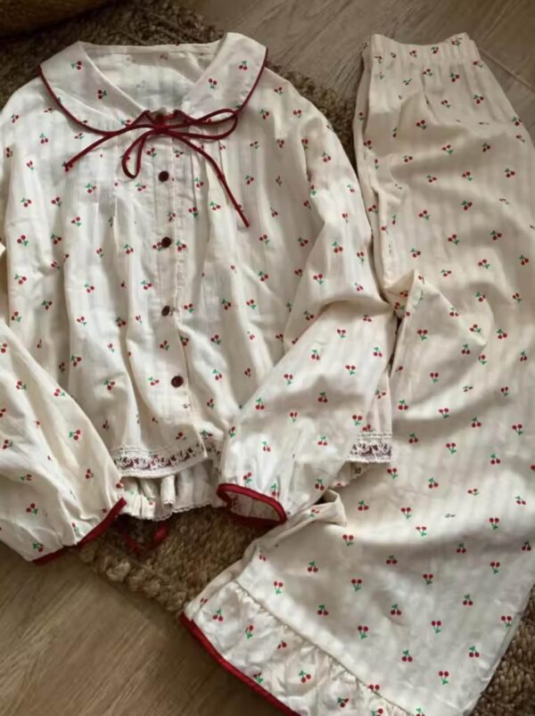 Cherry Cotton Loungewear / Cotton Pajama Set / Lovely Pajamas / Summer Pajamas / Gift for her / Gift for women / Gift for mom - Image 7