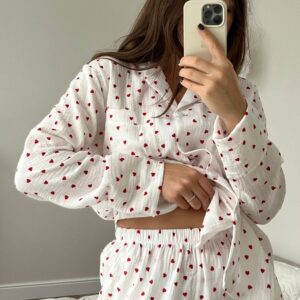 Cotton sleepwear Organic Cotton Set Crinkle cotton pajamas Bridal Bachelorette pajama set Muslin cotton loungewear