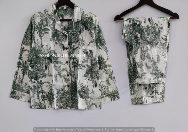 Womens cotton pj's, Soft cotton pajama Set trousers shirts, Unique printed pyjama set, Block Print pj set - Image 11