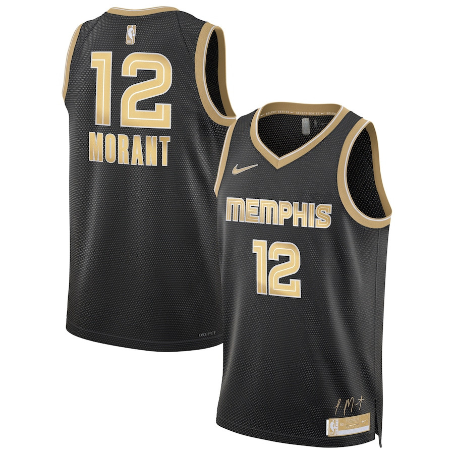 Ja Morant 12 Memphis Grizzlies Unisex Select Series Swingman Jersey - Black - JS420