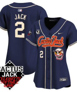 Jack 2 Houston Astros Cactus Jack Celebrity Softball Game Patch Women Jersey - Navy