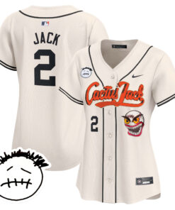 Jack 2 Houston Astros Cactus Jack Patch V3 Women Jersey - Cream