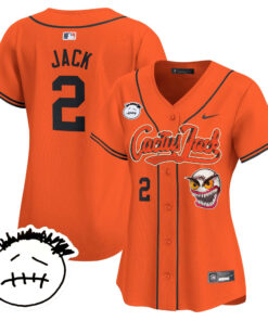 Jack 2 Houston Astros Cactus Jack Patch V3 Women Jersey - Orange