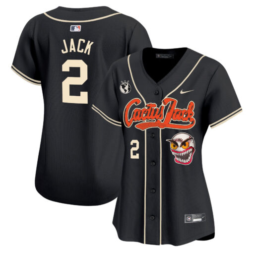 Jack 2 Houston Astros Cactus Jack Patch Women Jersey - Black