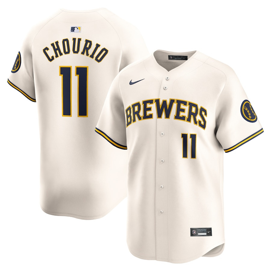 Jackson Chourio 11 Milwaukee Brewers Home Limited Men Jersey - Cream