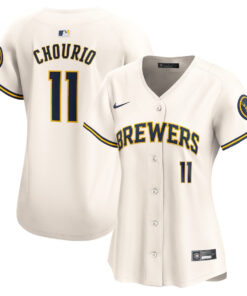 Jackson Chourio 11 Milwaukee Brewers Home Limited Women Jersey - Cream