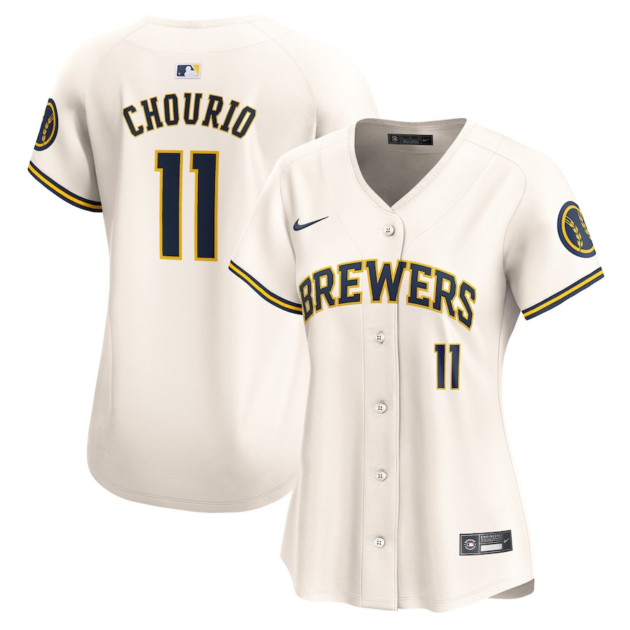 Jackson Chourio 11 Milwaukee Brewers Home Limited Women Jersey - Cream
