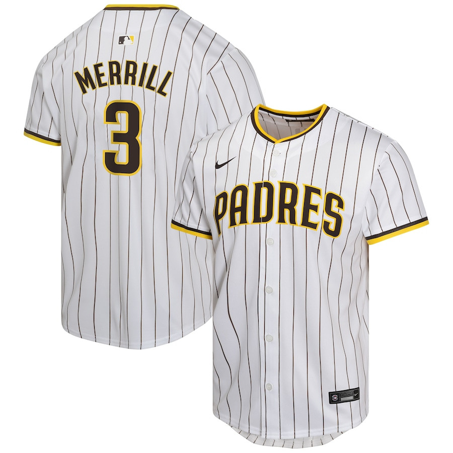 Jackson Merrill 3 San Diego Padres Home Player Game YOUTH Jersey - White