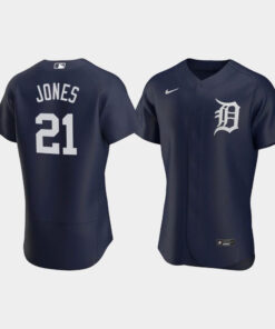 JaCoby Jones 21 Detroit Tigers Team Logo Navy Alternate Jersey Jersey