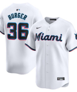Jake Burger 36 Miami Marlins Home Limited Player Men Jersey - White
