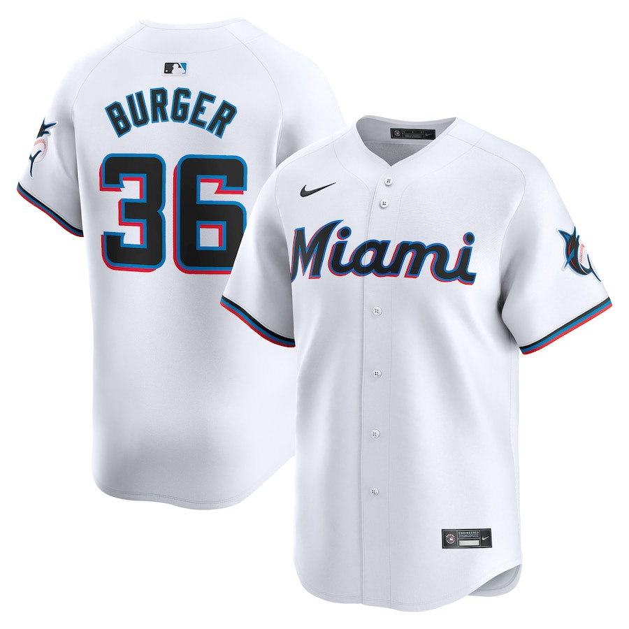 Jake Burger 36 Miami Marlins Home Limited Player Men Jersey - White
