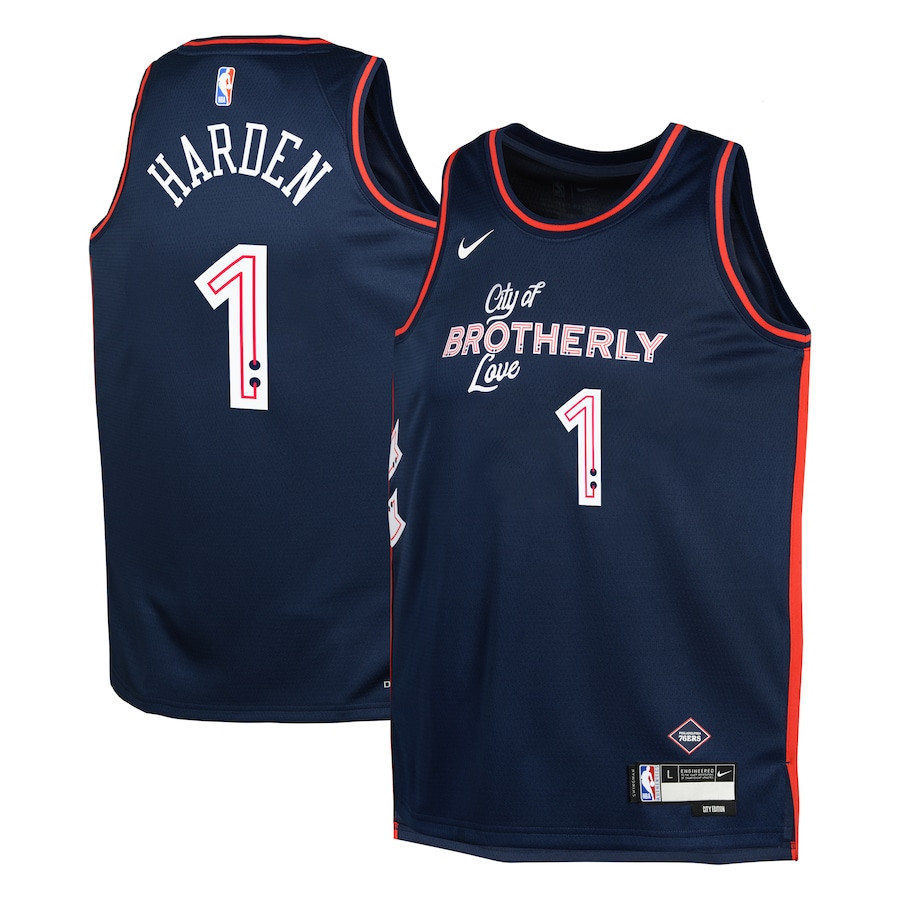 James Harden 1 Philadelphia 76ers 2023/24 City Edition Swingman YOUTH Jersey - Navy - JS414
