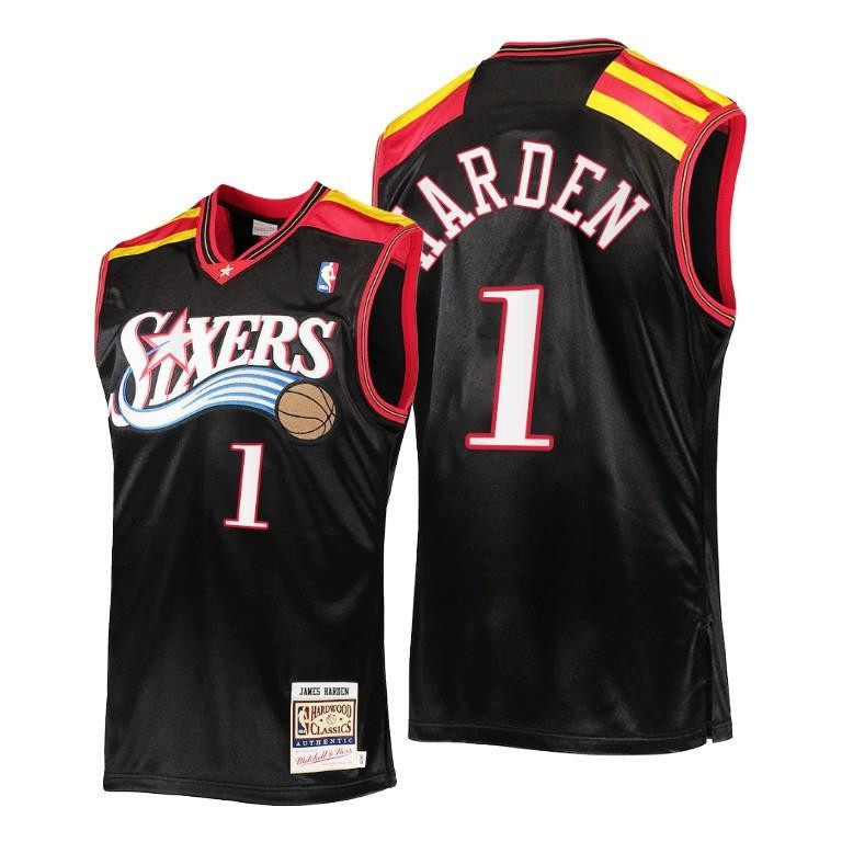 James Harden Philadelphia 76ers 1 Black Hardwood Classics Jersey - Men Jersey - JS830