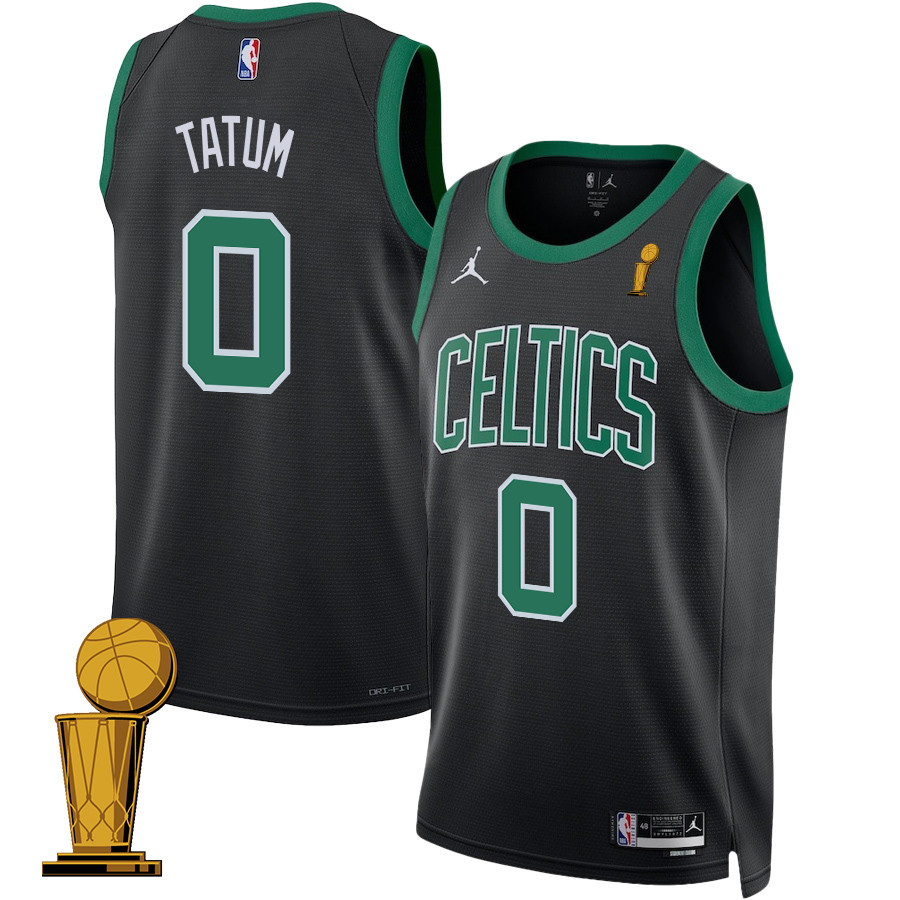 Jayson Tatum 0 Boston Celtics 2024 FINALS CHAMPIONS Swingman Jersey - Statement Edition - Black - JS448