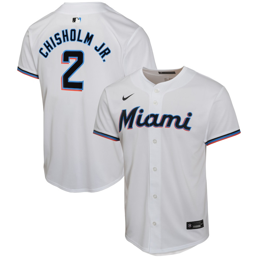 Jazz Chisholm Jr. 2 Miami Marlins Home Game YOUTH Jersey - White