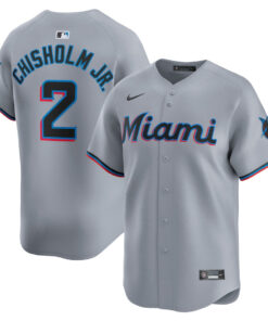 Jazz Chisholm Jr. 2 Miami Marlins Road Limited Men Jersey - Gray
