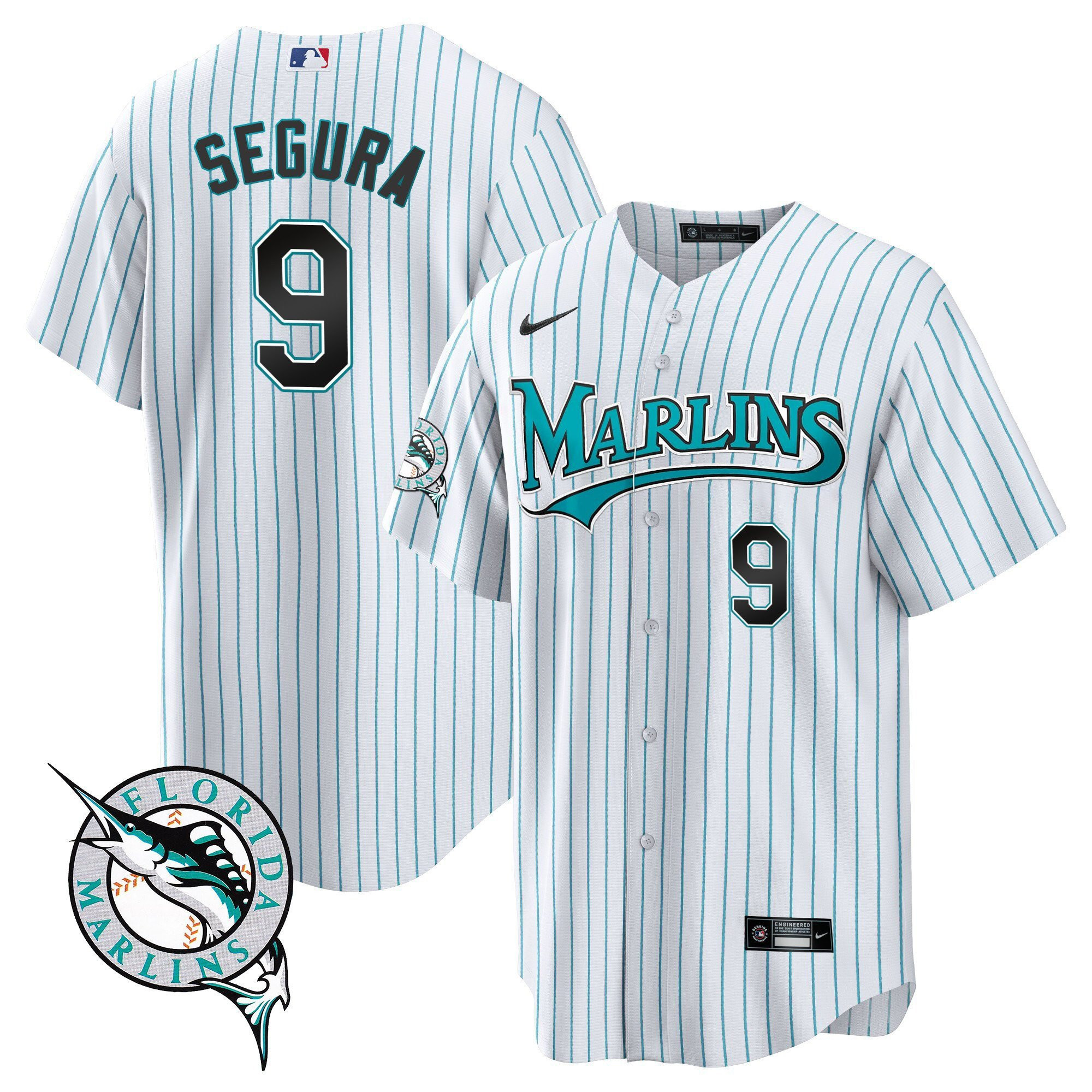 Jean Segura 9 Miami Marlins Throwback Men Jersey - White